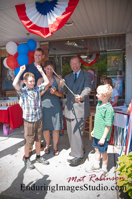 Photography studio grand opening with Denville Mayor, Ted Hussa